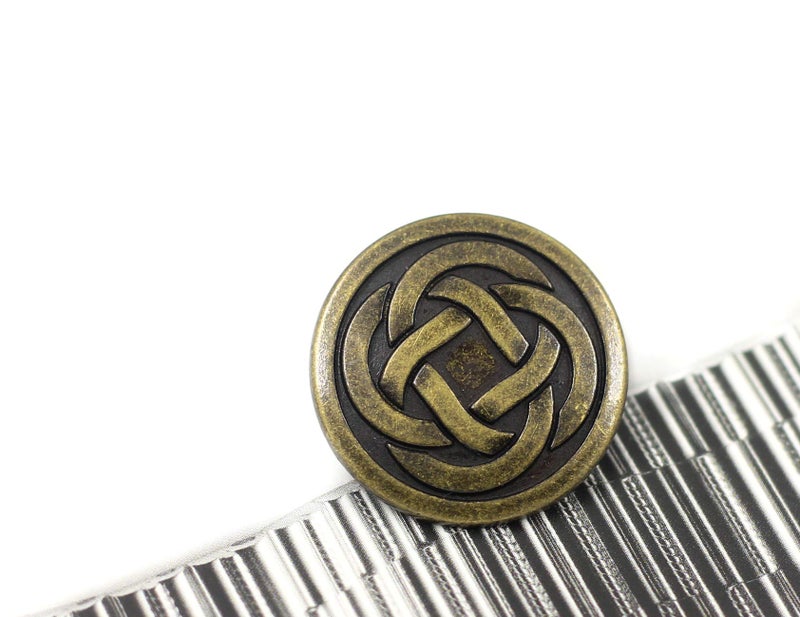Bezelry 12 Pieces Tiny Celtic Knot Metal Shank Buttons. 20mm (3/4 inch) (Antique Brass) - Image 4